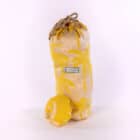 Vrolijke fleskoeler in vrolijke gele palmbomen stof.